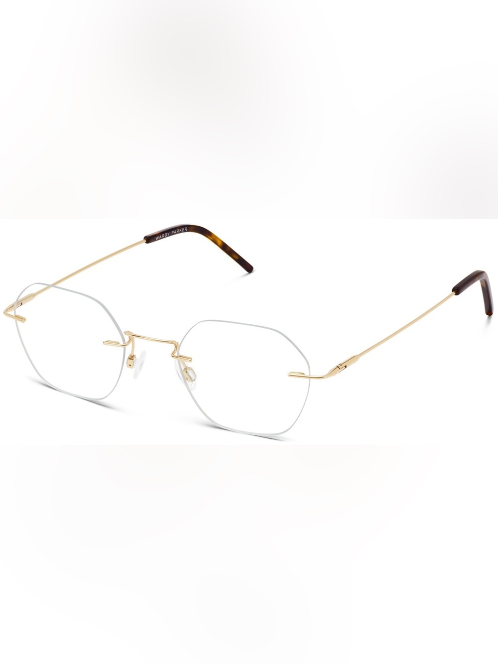 Warby Parker Uma Eyeglasses Polished Gold Titanium Rimless Frames Narrow Fit